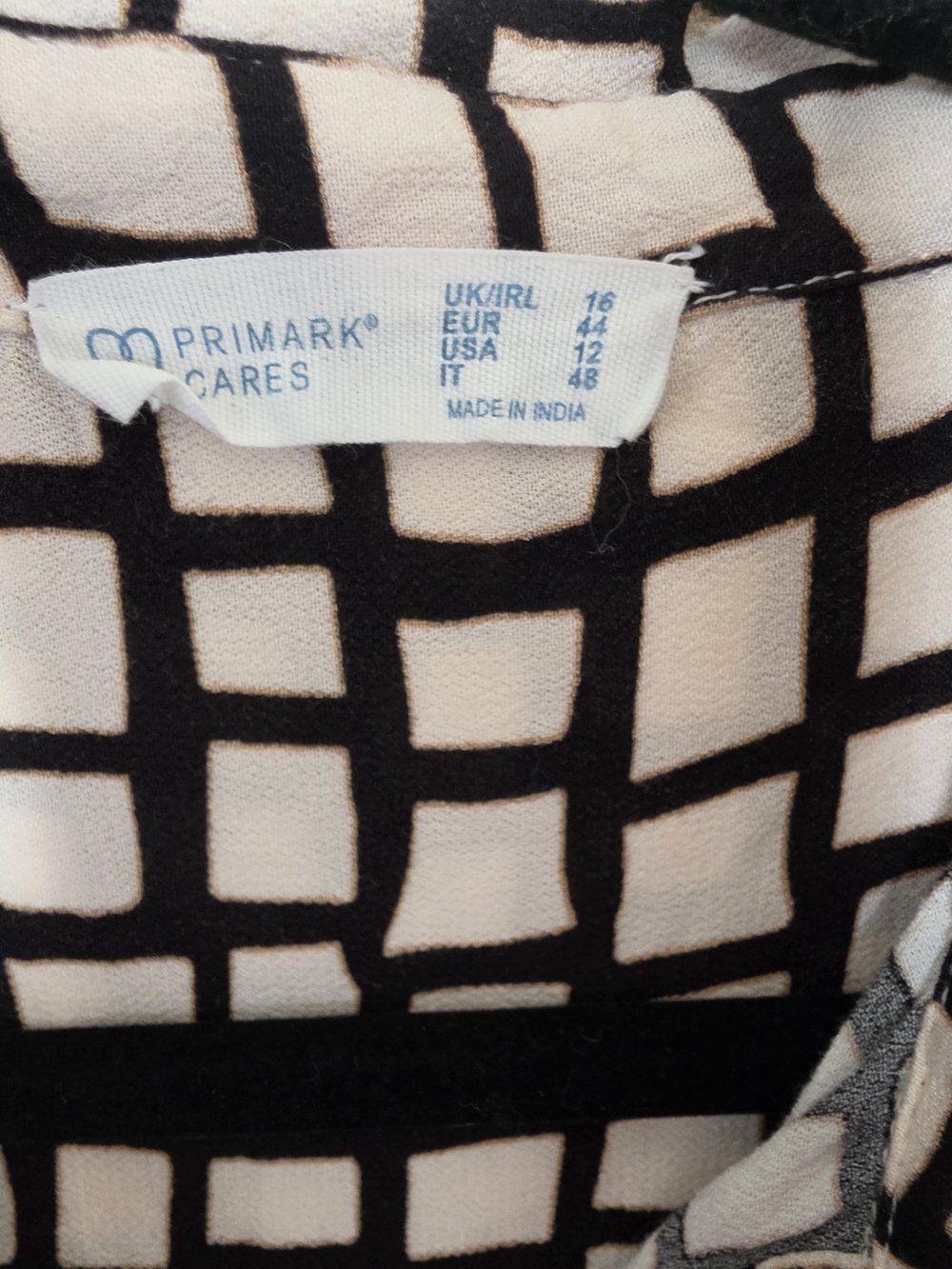 Black Grid Print Long Sleeve Midi Dress - Primark Size L - Picture 5 of 6